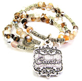 Cousin Victorian Scroll Agate Stone Microcrystalline Quartz Wrap Bracelet