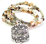 Wife Victorian Scroll Agate Stone Microcrystalline Quartz Wrap Bracelet