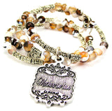 Mother-In-Law Victorian Scroll Agate Stone Microcrystalline Quartz Wrap Bracelet