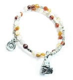 Book Lover Gnome Agate Stone Microcrystalline Quartz Wrap Bracelet