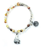 Book Lover Gnome Agate Stone Microcrystalline Quartz Wrap Bracelet