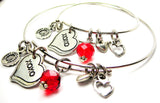 XOXO Heart Adult and Child Matching Expandable Bangle Bracelets