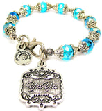 YaYa Victorian Scroll Capped Crystal Bracelet