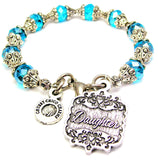 Daughter Victorian Scroll Capped Crystal Bracelet