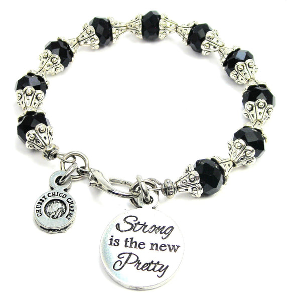 Strong Is The New Pretty Capped Crystal Bracelet