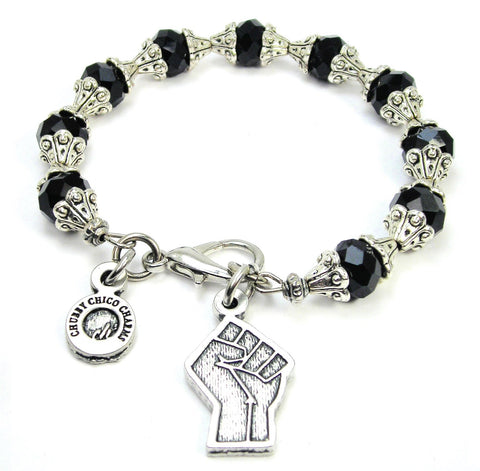 Black Lives Matter Fist Capped Crystal Bracelet