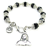 Side View Portrait Of Jesus Christ Capped Crystal Bracelet