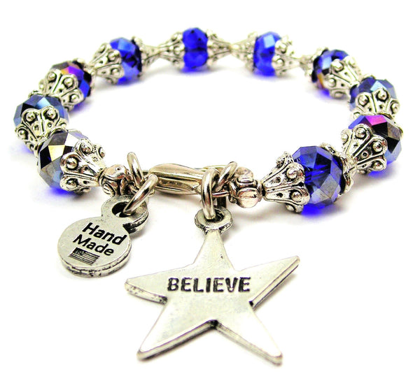 Believe Star Capped Crystal Bracelet