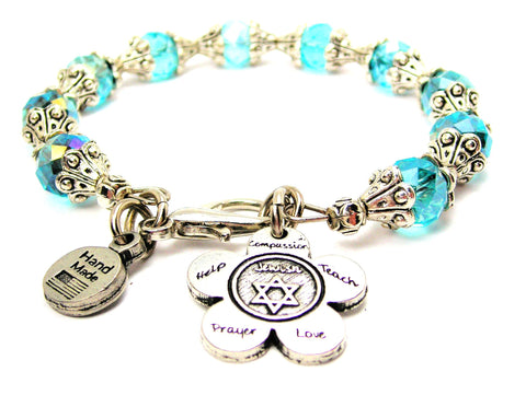 The Jewish Flower Capped Crystal Bracelet