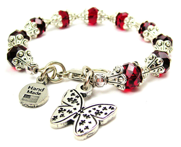 Butterfly Covered In Puzzle Pieces Capped Crystal Bracelet