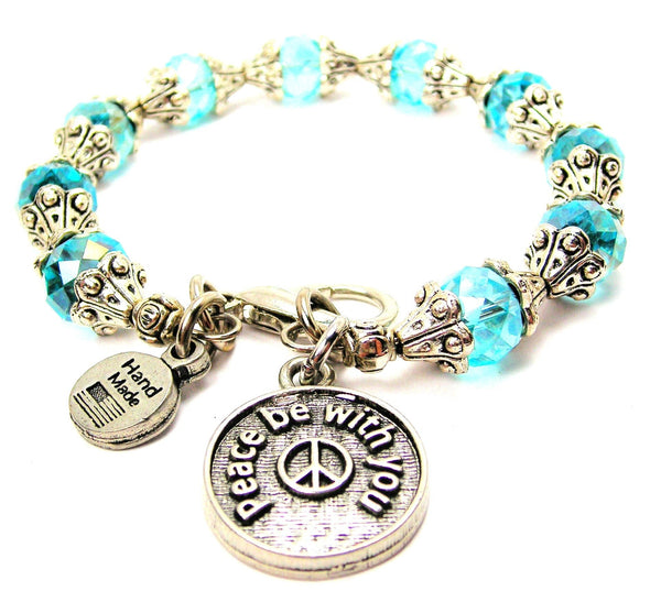 Peace Be With You Capped Crystal Bracelet