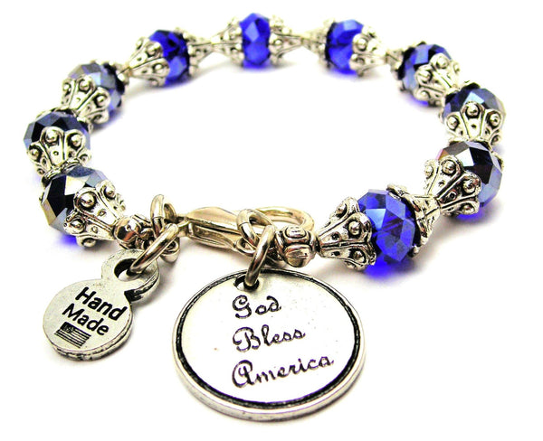 God Bless America Capped Crystal Bracelet