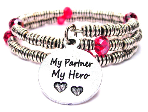 My Partner My Hero Curly Coil Wrap Style Bangle Bracelet