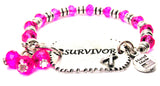 Surivor With Awareness Ribbon Expression Armor Pewter Crystal Bracelet