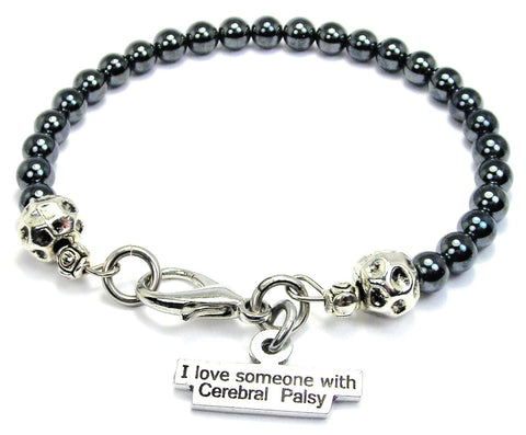 I Love Someone With Cerebral Palsy Hematite Glass Bracelet