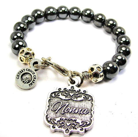 Nonna Victorian Scroll Hematite Glass Bracelet