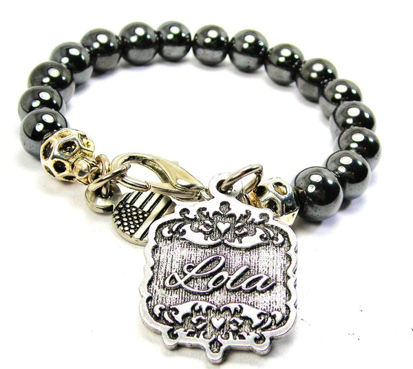 Lola Victorian Scroll Hematite Glass Bracelet