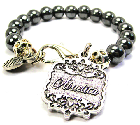 Abuelita Victorian Scroll Hematite Glass Bracelet