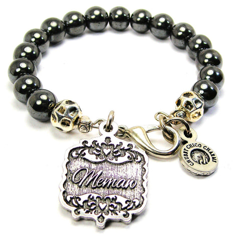 Memaw Victorian Scroll Hematite Glass Bracelet