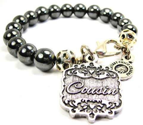 Cousin Victorian Scroll Hematite Glass Bracelet