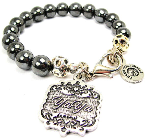 YaYa Victorian Scroll Hematite Glass Bracelet