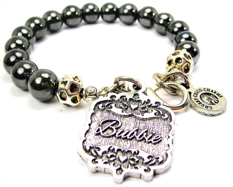 Bubbie Victorian Scroll Hematite Glass Bracelet