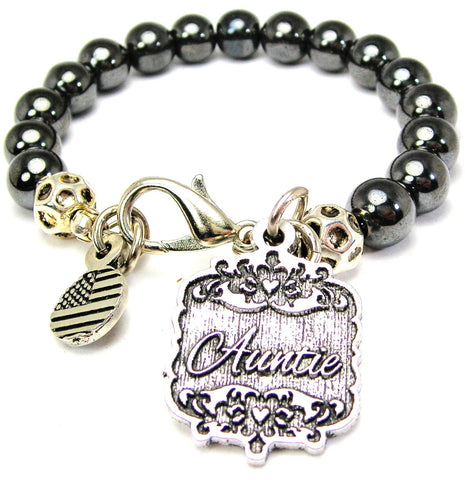 Auntie Victorian Scroll Hematite Glass Bracelet