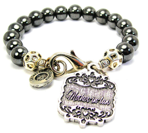 Mother-In-Law Victorian Scroll Hematite Glass Bracelet