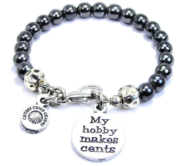 My Hobby Makes Cents Hematite Glass Bracelet