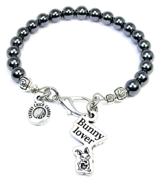 Bunny Lover Hematite Glass Bracelet