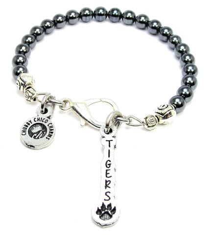 Tigers Long Tab Hematite Glass Bracelet