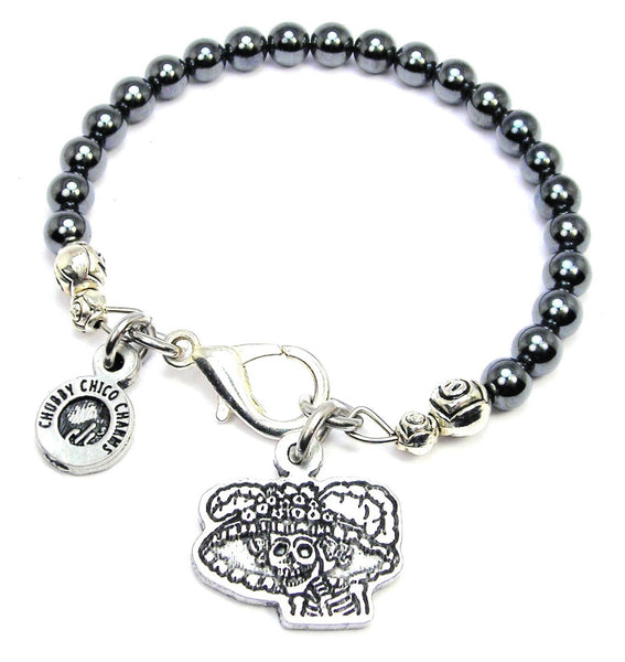 La Calavera Catrina Hematite Glass Bracelet