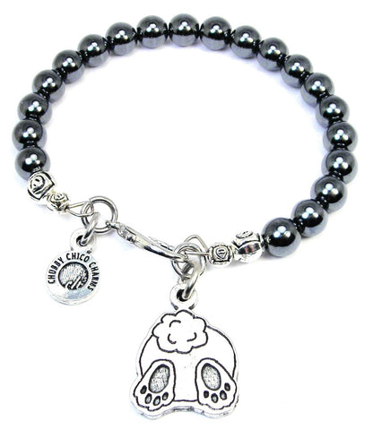 Bunny Butt Hematite Glass Bracelet