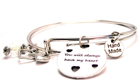 You Will Always Have My Heart Expandable Bangle Bracelet Set