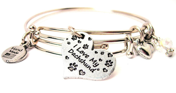 I love my dachshund bracelet, I love my dachshund bangles, I love my dachshund jewelry, dachshund bracelet