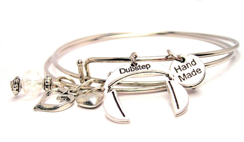 Dubstep Music Headphones Expandable Bangle Bracelet Set