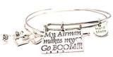 My Airman Makes My Heart Go Boom Expandable Bangle Bracelet Set