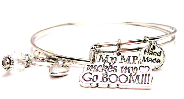 My Mp Makes My Heart Go Boom Expandable Bangle Bracelet Set