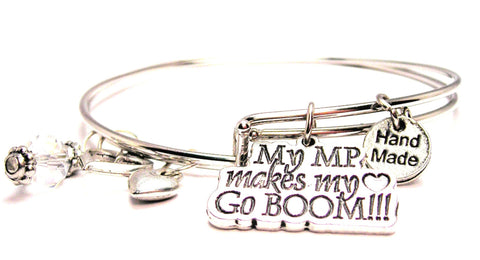 My Mp Makes My Heart Go Boom Expandable Bangle Bracelet Set