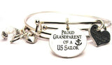 Proud Grandparent Of A US Sailor Expandable Bangle Bracelet Set