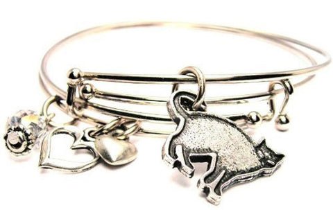 Cat Silhouette Expandable Bangle Bracelet Set