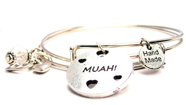 Muah With Hearts Expandable Bangle Bracelet Set