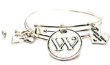 Initial W Circle Expandable Bangle Bracelet Set