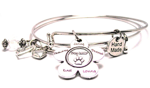 The Dog Lover Flower Expandable Bangle Bracelet Set