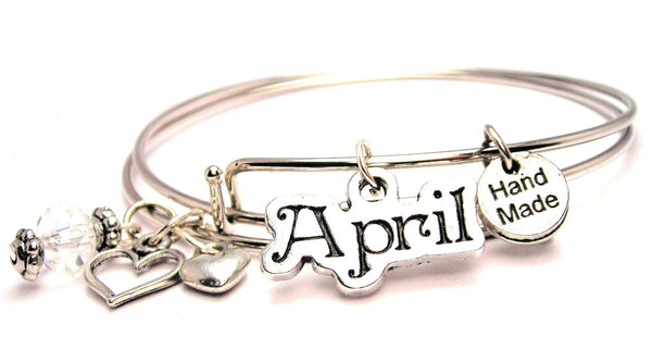 April Outlined Expandable Bangle Bracelet Set