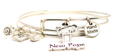 New Pope Smoke Stack Expandable Bangle Bracelet Set