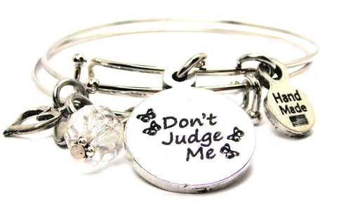 Dont Judge Me Circle Expandable Bangle Bracelet Set