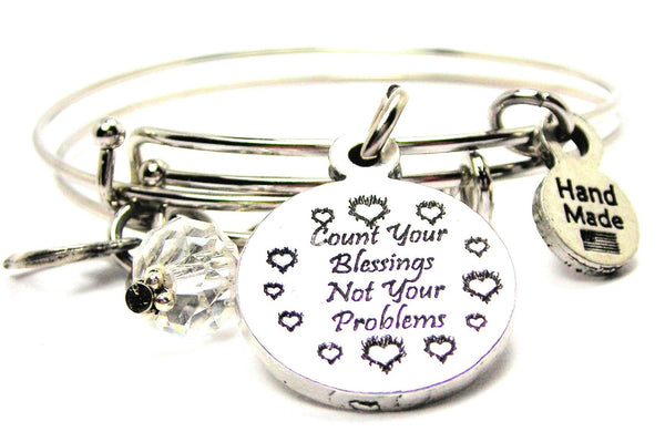 Count Your Blessings Not Your Problems Expandable Bangle Bracelet Set