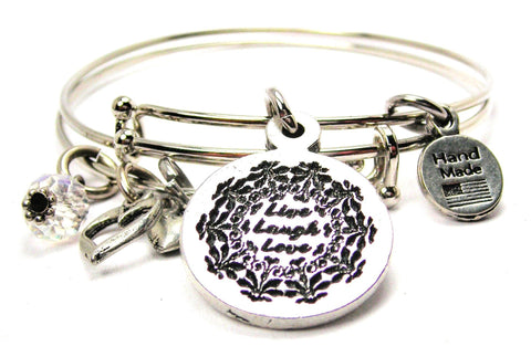 Live Laugh Love Circle Expandable Bangle Bracelet Set