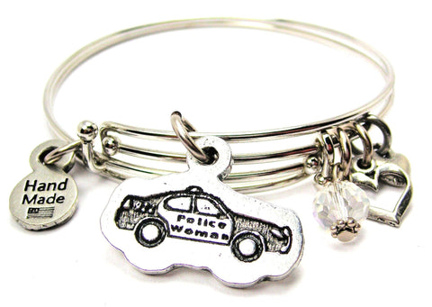 Police Woman Expandable Bangle Bracelet Set